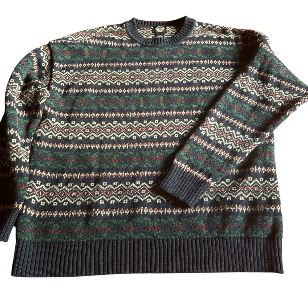 Dockers Sweater Mens SZ LG Y2K blue  nordic grandpa cabincore retro 100%cotton - Picture 9 of 13
